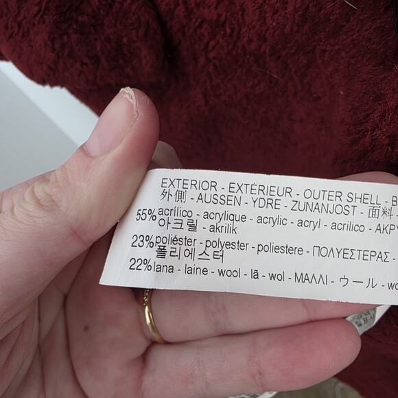 Zara Burgundy Wool Blend Double Breasted Thick Outdoor Pea Coat Size Small - Picture 7 of 9